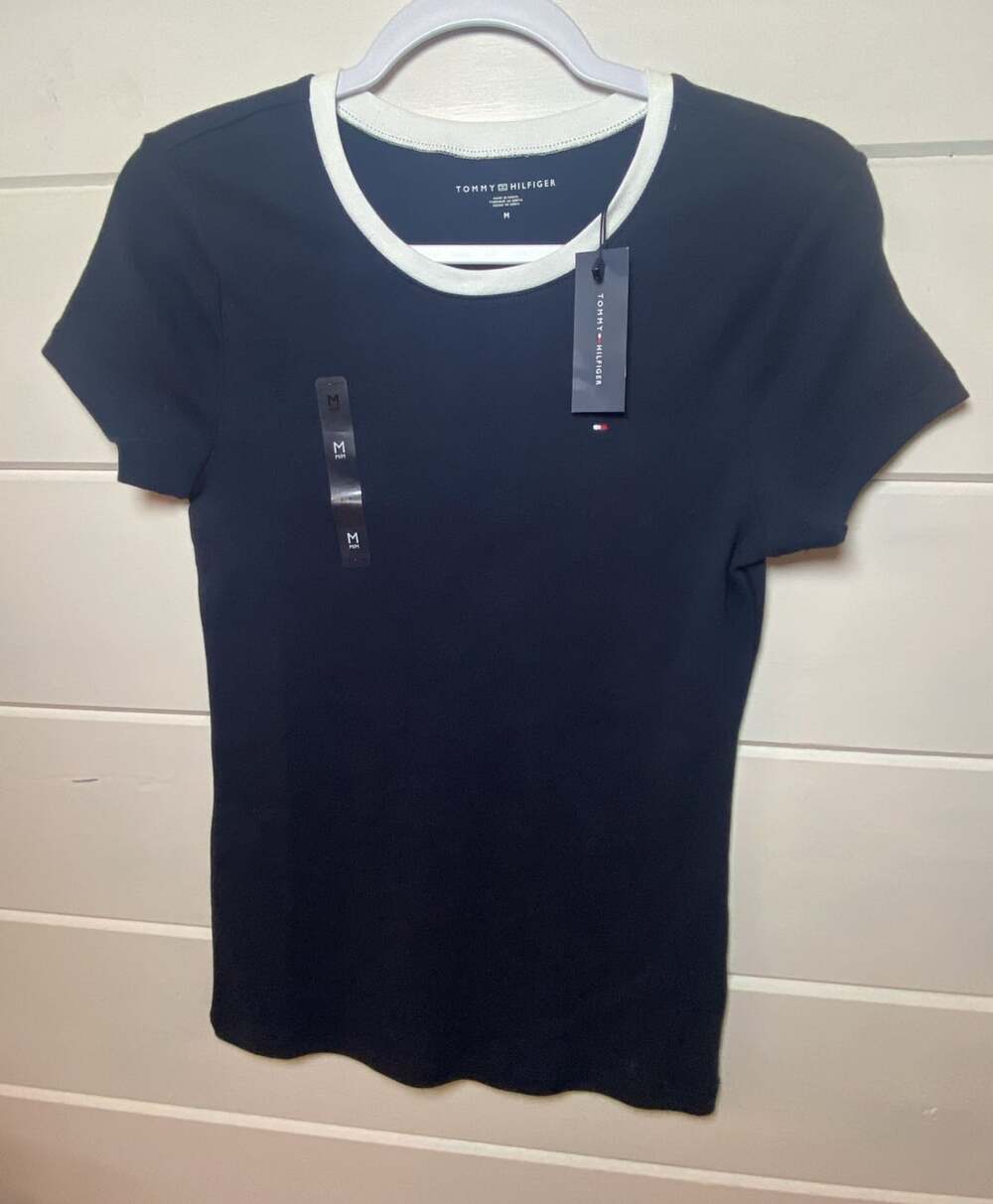 Tommy Hilfiger Ringer T-Shirt Size M Navy
